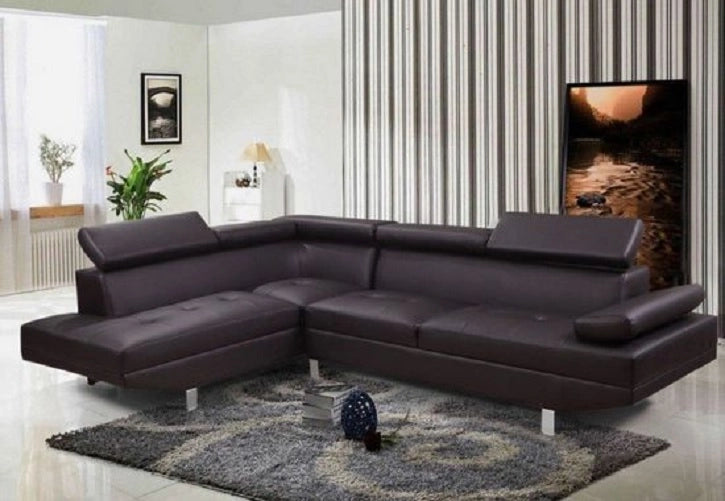 Divano angolare, pelle marrone moderno 270cm Sicorage Eldy Sinistra