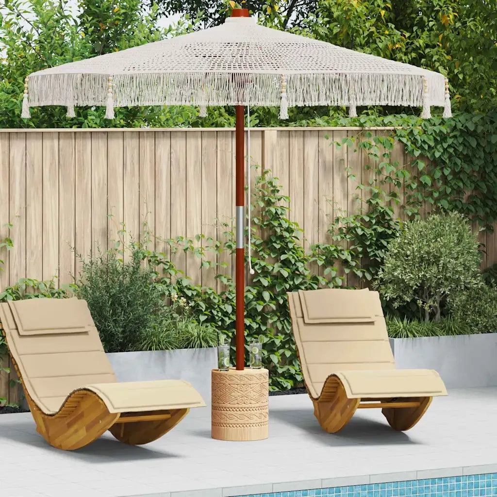 vidaXL Ombrellone Crema (250-255) x 250 cm Cotone e legno massello