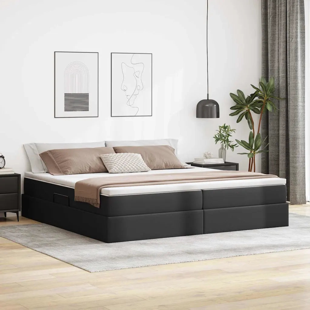 Letto con contenitore e materasso Nero 200 x 200 cm 3370178