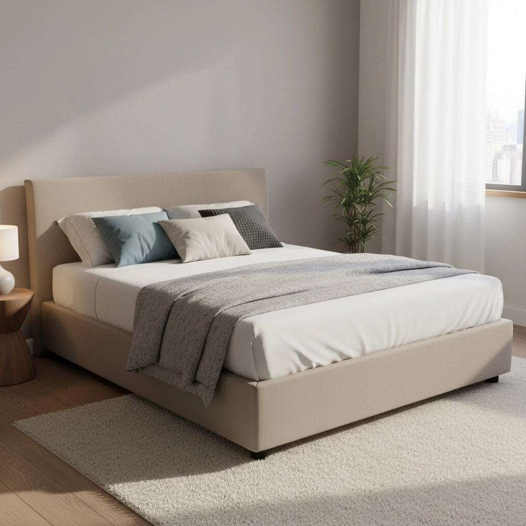 Letto Matrimoniale Ashlee, Letto Matrimoniale Sfoderabile Made in Italy, Grigio Tortora