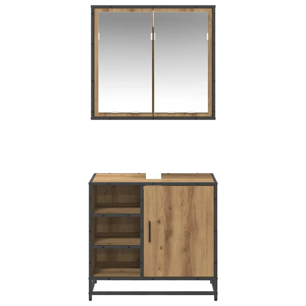 Set di mobili per il bagno con porta 2 pcs Rovere artigianale 3402403