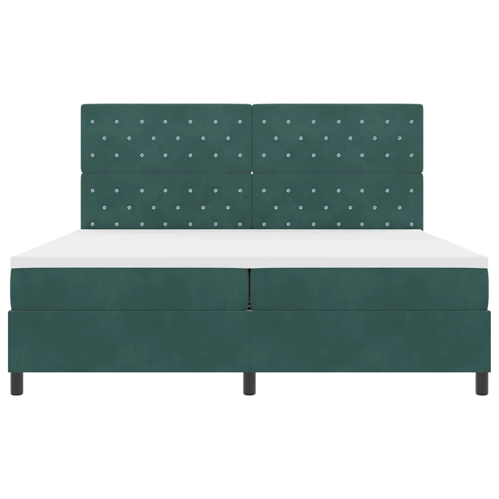 Letto a Sorgente LED Verde Scuro 200 x 200 cm Tessuto