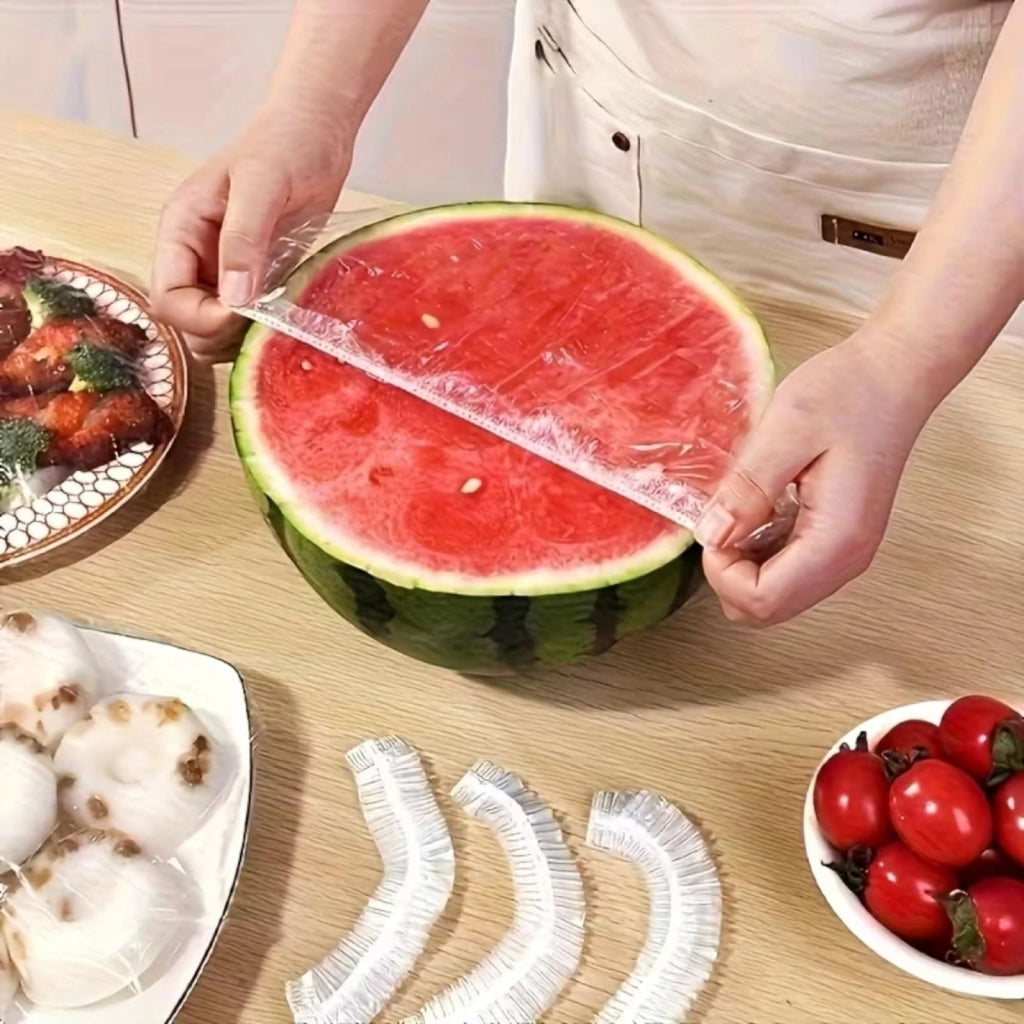 50 cuffie copri alimenti per conservazione sacchetti trasparenti riutilizzabili