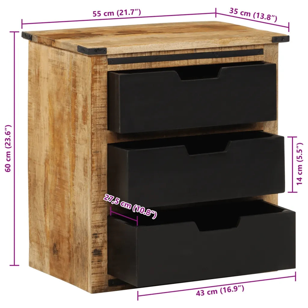 vidaXL Credenza con 3 Cassetti 55x35x60 cm Legno Massello di Mango