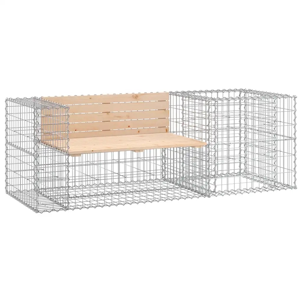 Panca da Giardino con Cesto Gabbione in Legno Massello di Pinocod mxl 93934