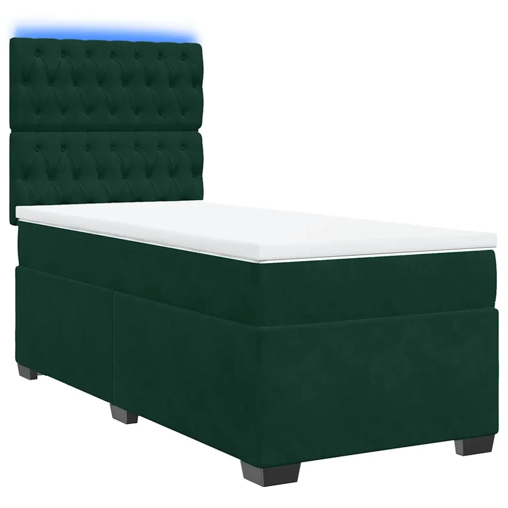 Giroletto a Molle con Materasso Verde Scuro 90x190 cm Velluto
