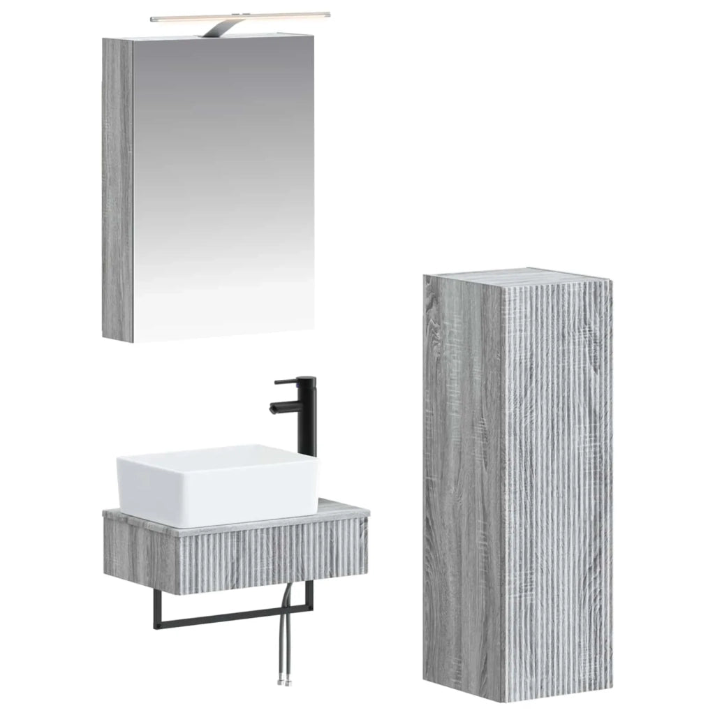 Set di Armadi da Bagno 4 pcs Sonoma grigio 50 x 14,5 x 70 cm 3407388
