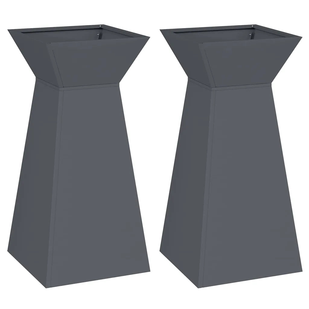 Vaso a Pilastro 2 pz-Fioriera da Esterno-Contenitore per Piante Antracite 35 x 35 x 73 cm