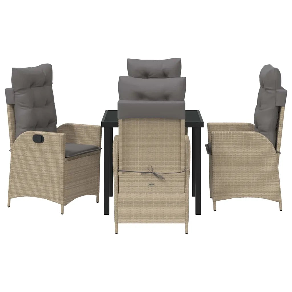 Set da Pranzo per Giardino con cuscino 5 pcs Beige polyrattan 3380513