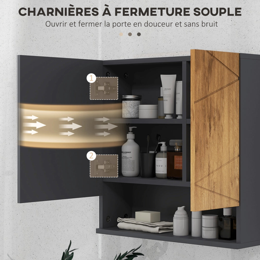 Armadietto da bagno specchio 2 ante ¨C zephmum ¨C naturale 55x17x55 cm