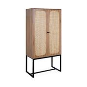 Credenza a 2 ante in canna e legno, 165cm, marrone naturale