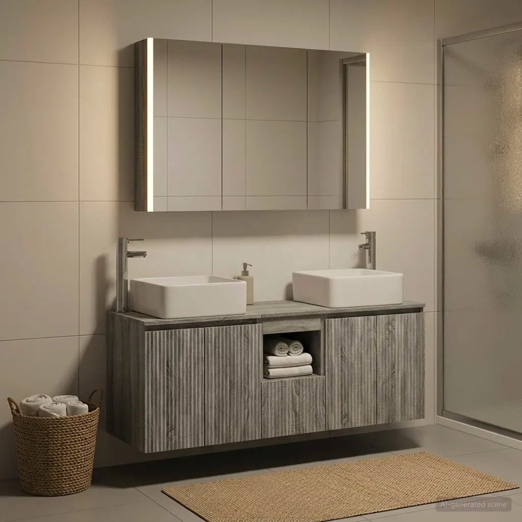 Set di Armadi da Bagno 4 pcs Sonoma grigio Legno ingegnerizzato 3406388