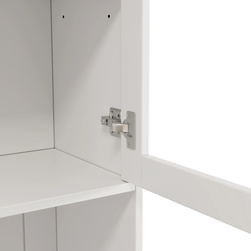 BUFFET 120x40x191 cm Bianco con vetrine, porta bicchieri e prese USB