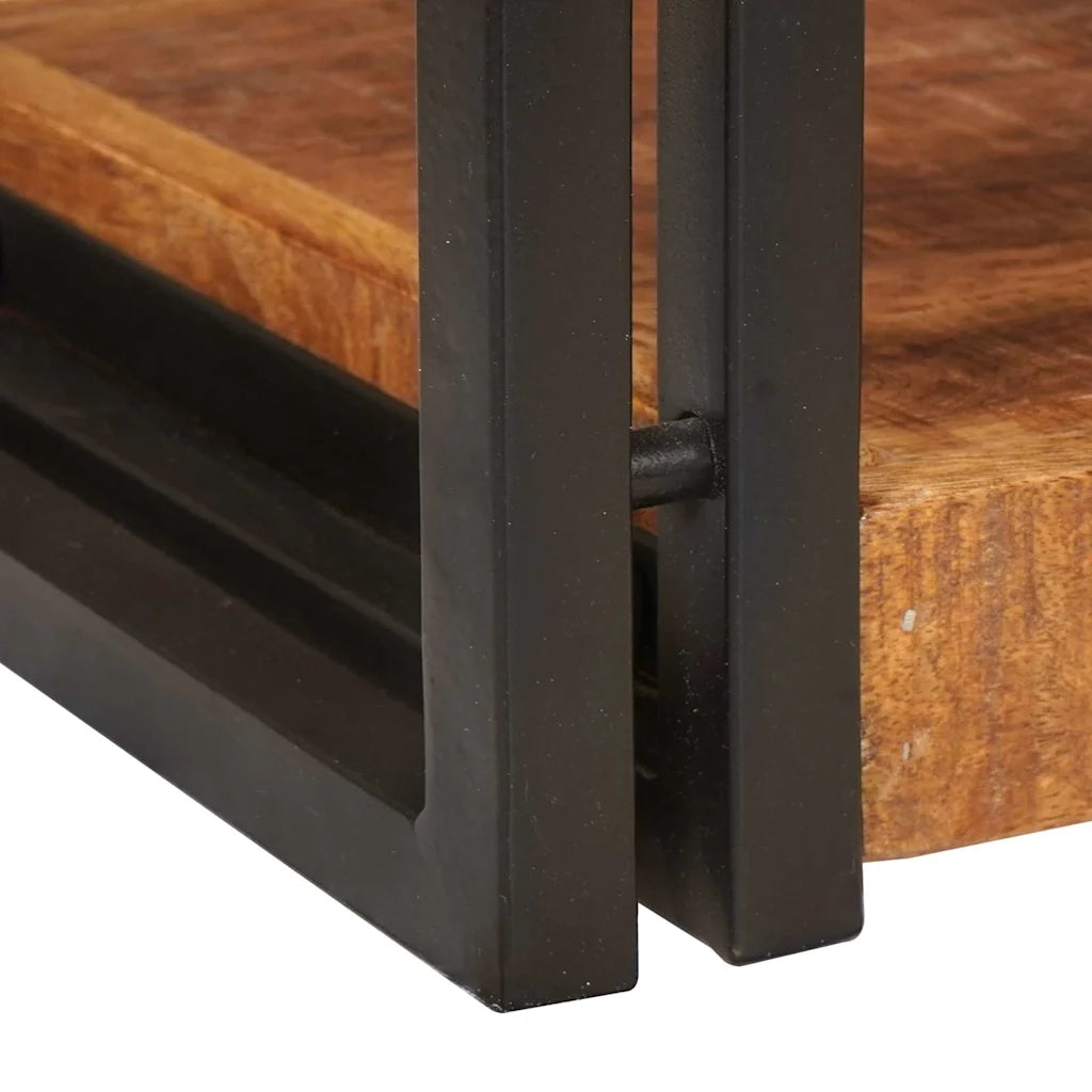 Comodino-Tavolino da notte Marrone e nero 38 x 33 x 58 cm Legno di mango massello