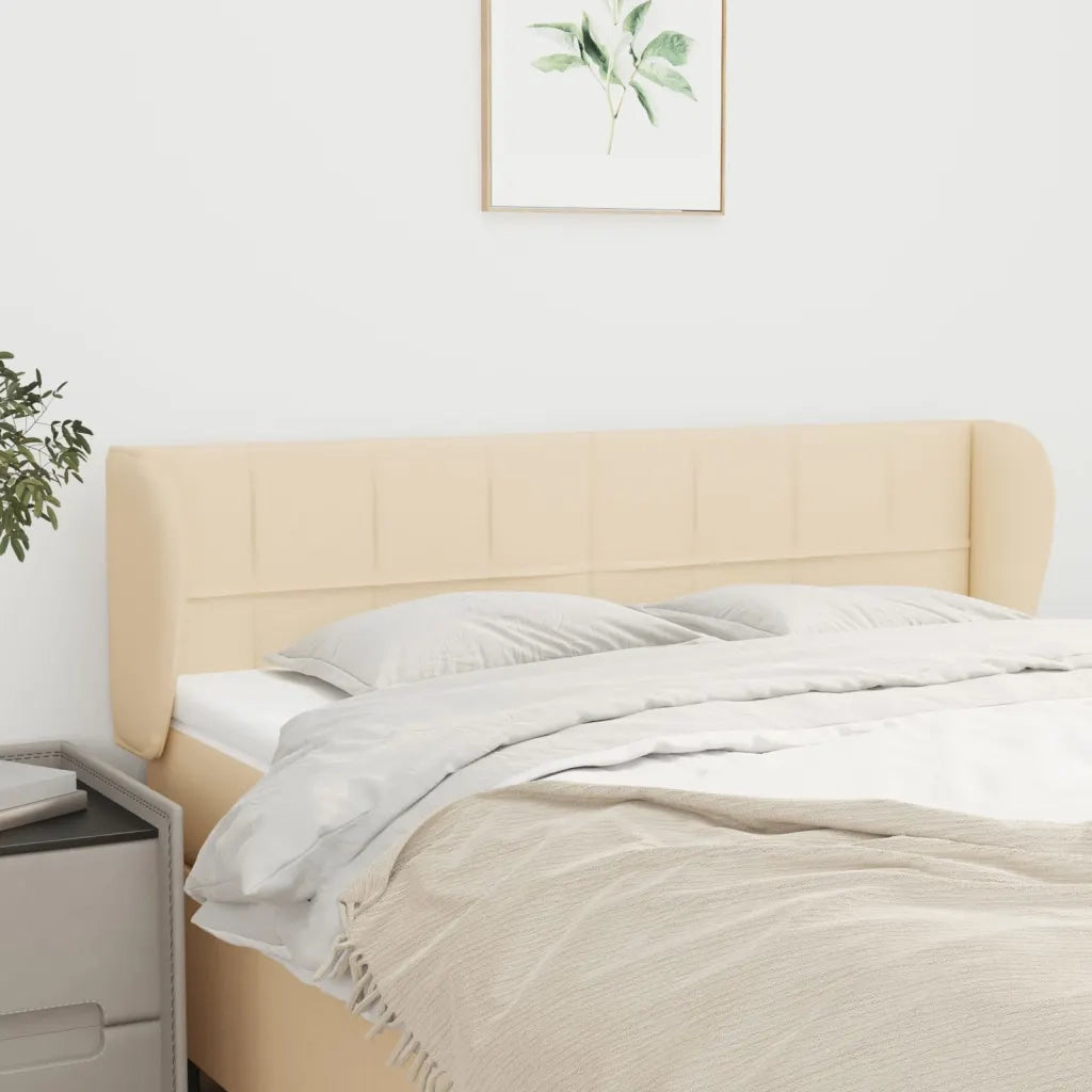 Testiera ad Orecchio-Testata con Orecchie Crema 147x23x78/88 cm in Tessuto 266498