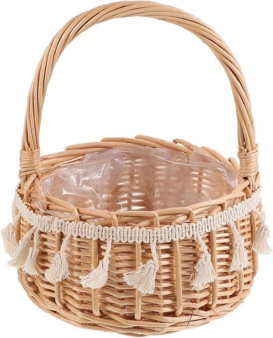 Raccolta di Fiori in Rami di Canapa per Matrimonio e Pasqua - Cesta in Legno per Fiori e Caramelle - Opzione di Conservazione e Oggetti di Utilizzo