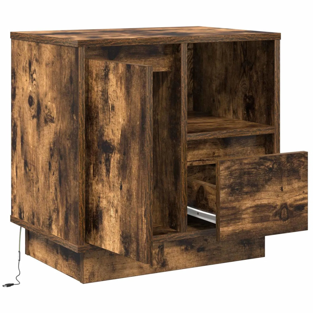 Comodino | Armadio da Notte | Mobiletto da notte con cassetto Rovere fum¨¦ 50 x 34,5 x 50 cm.