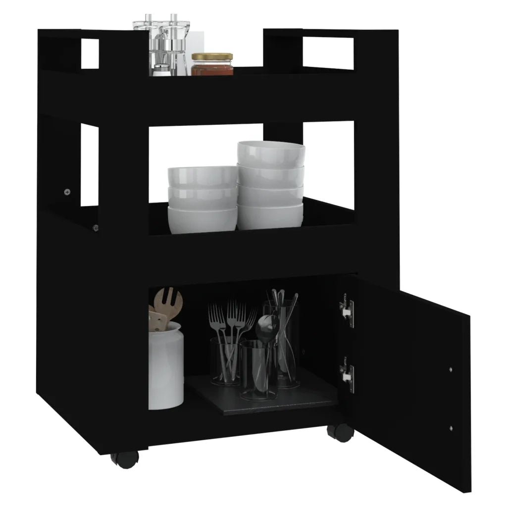 Carrello da Cucina Nero 60x45x80 cm in Legno Multistrato cod mxl 67434