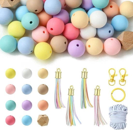 Set di Cerniere - Cerniere Ronde in Silicone e a Forma di Otto in Legno - Chiavi - Piume in Imitazione di Pelle PU - Chiavi a Gomito - Cerniere a Crociera Rotativa - Creazioni Artigianali