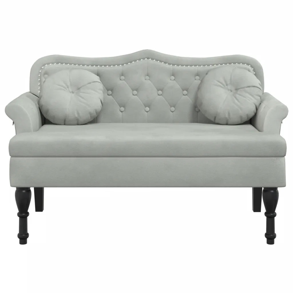 Panca con Cuscini Grigio Chiaro 120,5x65x75 cm Velluto 372140