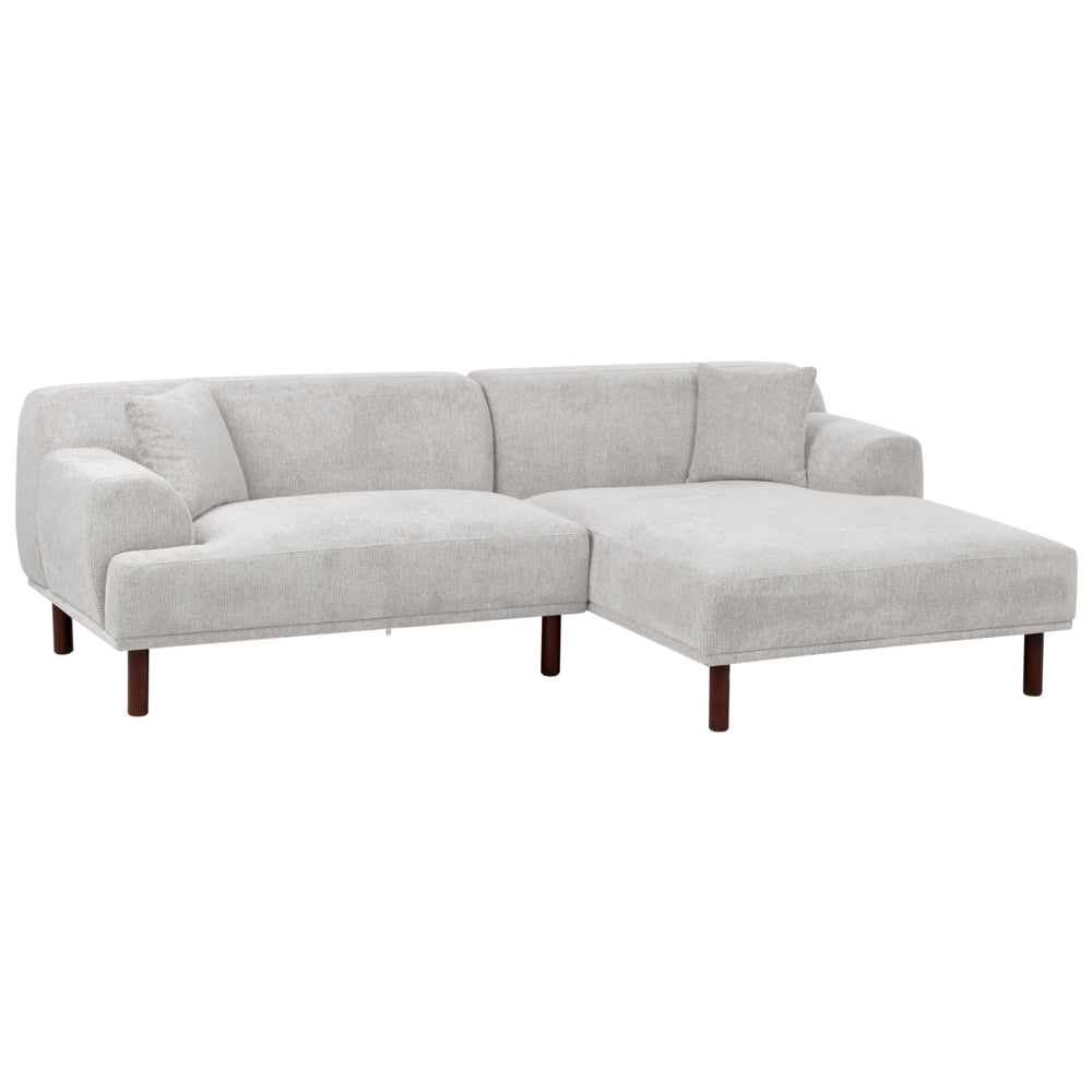 Divano ad angolo sinistro in tessuto grigio chiaro lato sinistro stile minimalista