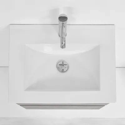 Mobile bagno sospeso 60 cm Duble grigio industrial con lavabo e specchio
