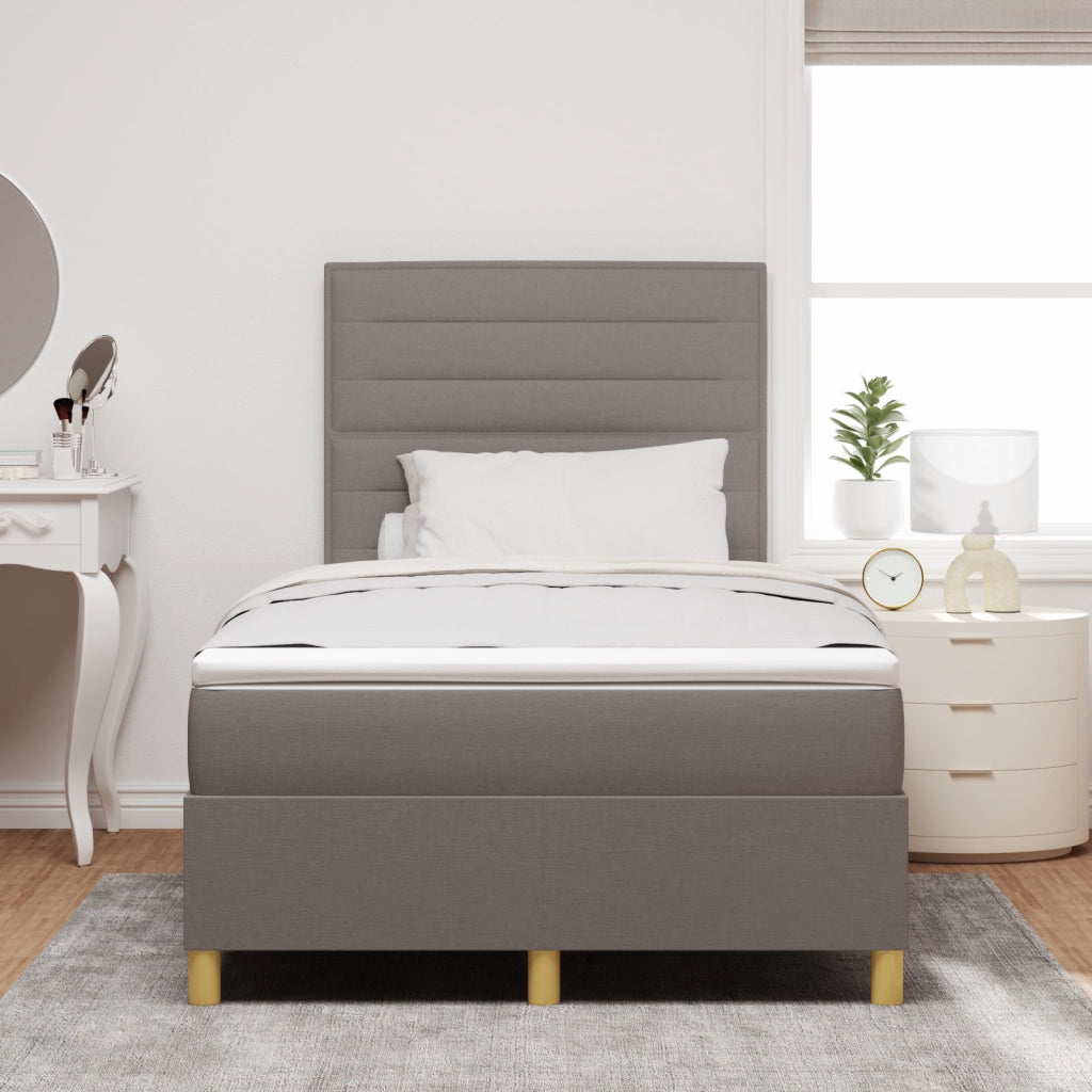Letto Box Spring con Materasso & LED Tortora 120x190 cm Tessuto