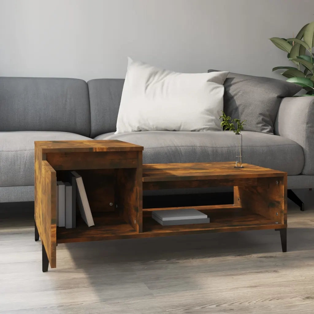 Tavolino da Salotto Rovere Fumo 100x50x45 cm Legno Multistrato 821137