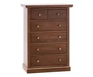 cassettiera settimino in legno 4 cassetti + 2 noce scuro arte povera cassetti lisci