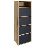 Scarpiera Salvaspazio 4 Ante 42x33x118h cm in Melaminico Venato a Rilievo Rovere e Nero