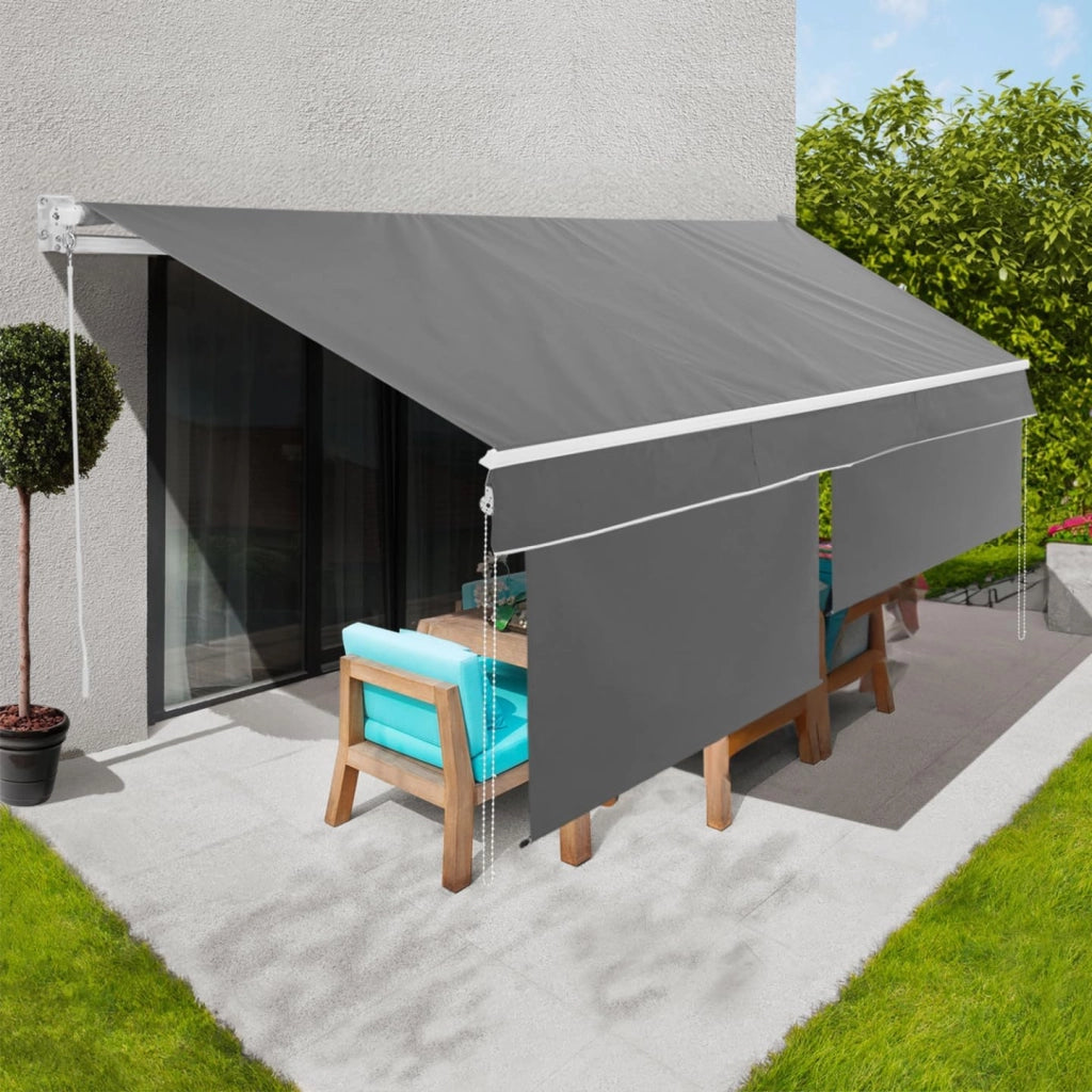 Toldo manual 3,95x3 M gris antracita con faldón H.1,40 M