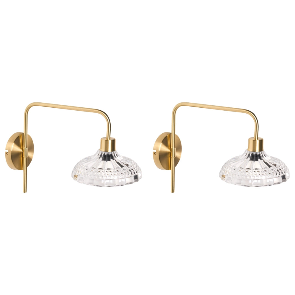 Lampada da parete in ferro dorato con paralume in vetro a tamburo per camera da letto e soggiorno stile moderno industriale