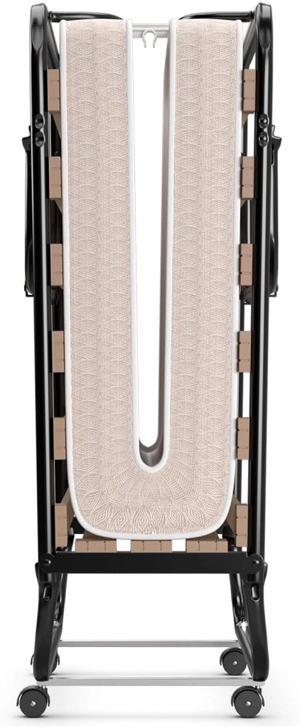 Brandina Pieghevole con Ruote Girevoli, con Materasso in Memory Foam, Lettino Pieghevole a Doghe 190x80 cm, Salvaspazio, Carico Massimo 130 kg