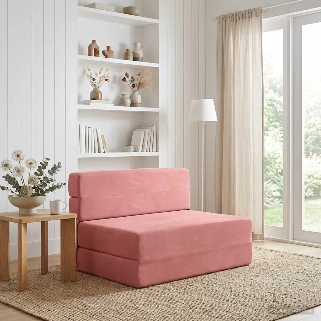 Divano Letto Pieghevole Rosa 70 x 72 x 60 cm Tessuto