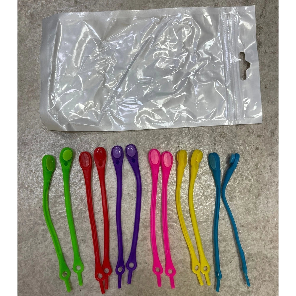 Trade Shop - Kit 10pz Lacci Per Scarpe Elastici In Silicone Colorati Senza Allaccio Per Adulti Bambini -