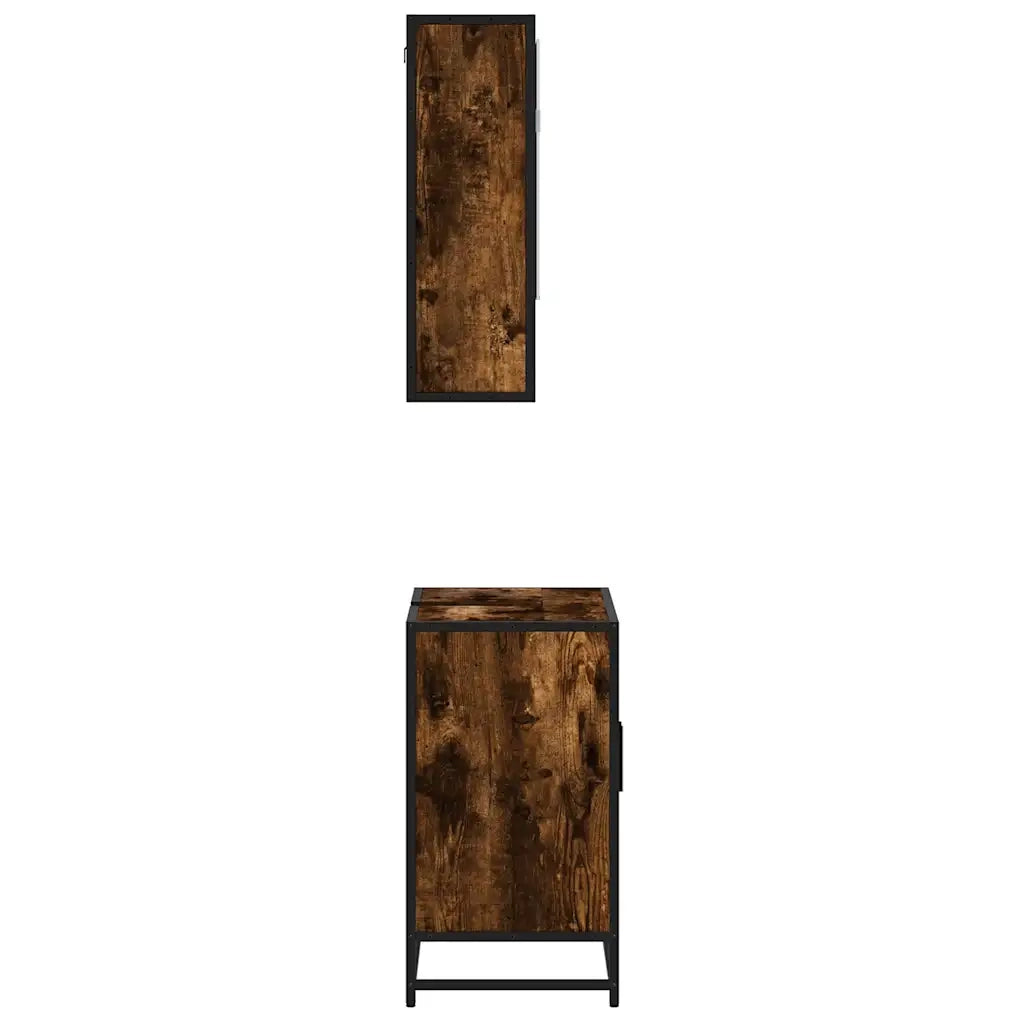 vidaXL Set Mobili da Bagno 2 pz Rovere Fumo in Legno Multistrato