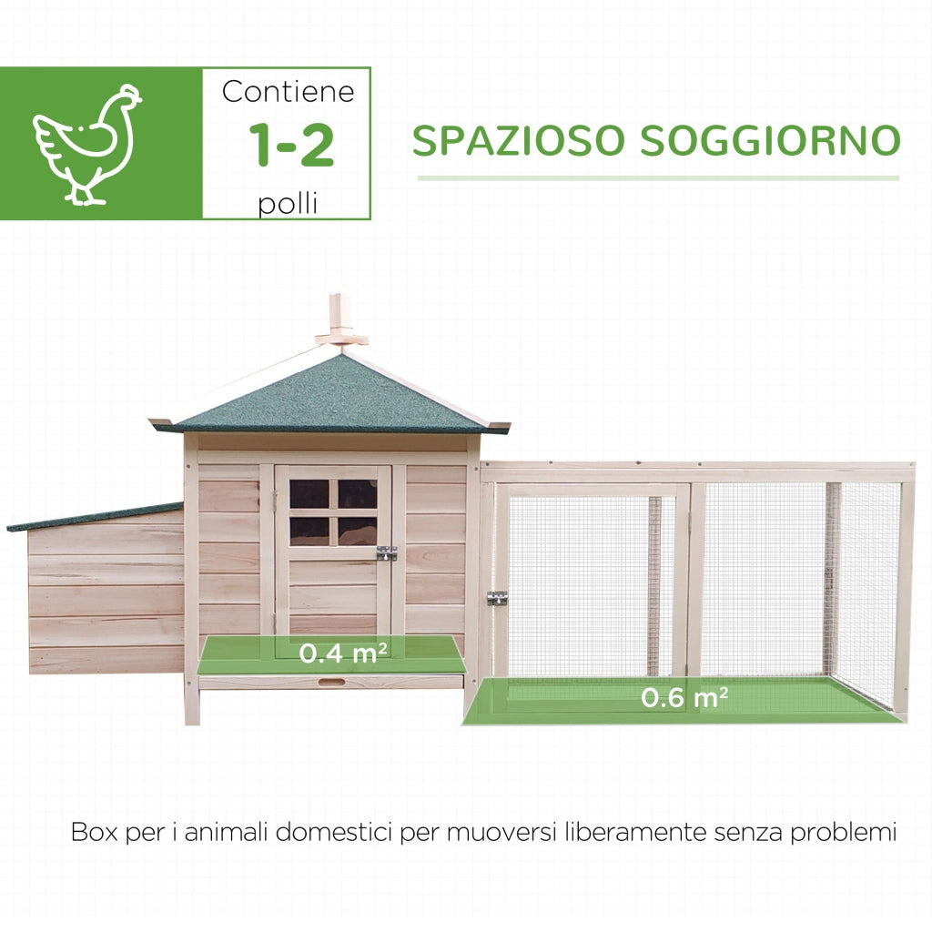 Pollaio da Giardino in Legno con Rampa ¨C zephmum ¨C Legno 196x76x97cm