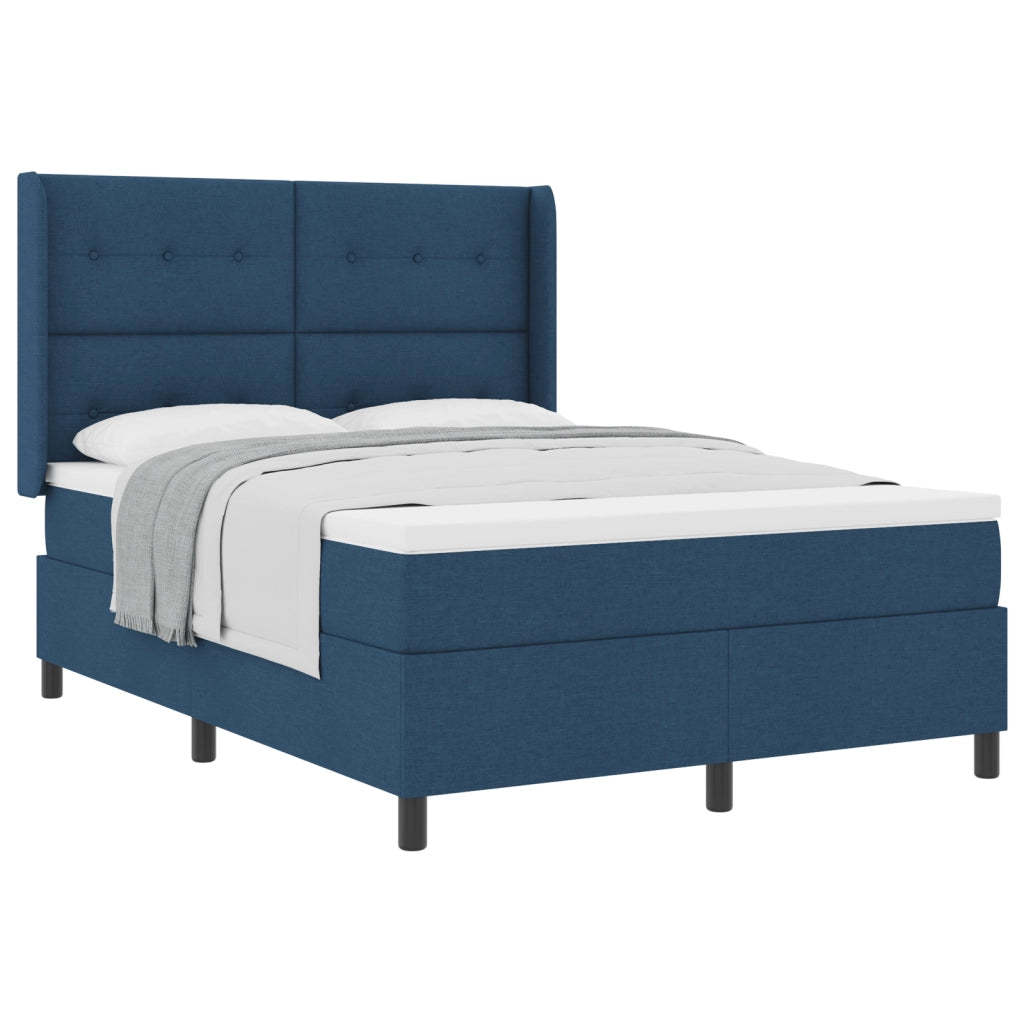 Letto a Rete con Materasso Blu 140x200 cm in Tessuto