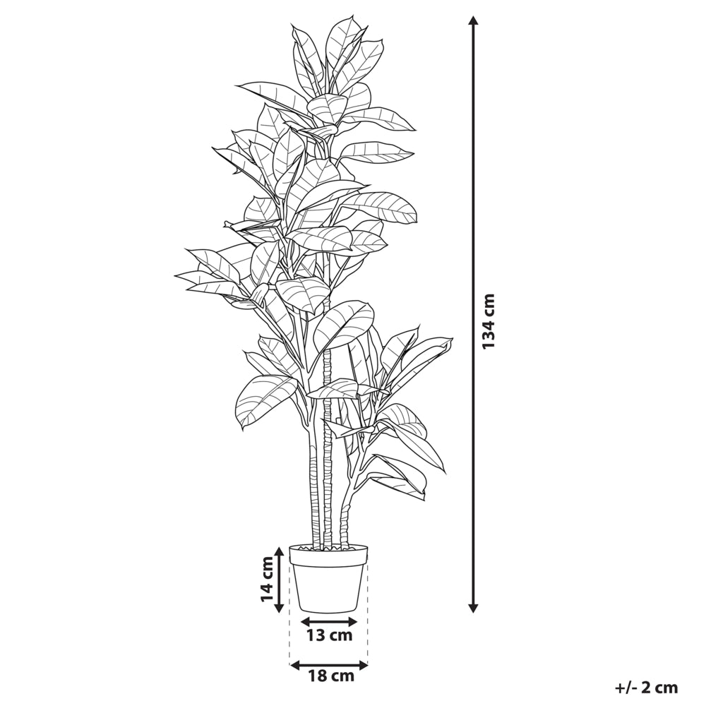 Albero di quercia artificiale in vaso verde e Nero sintetico 134 cm Materiale accessorio decorativo per interni