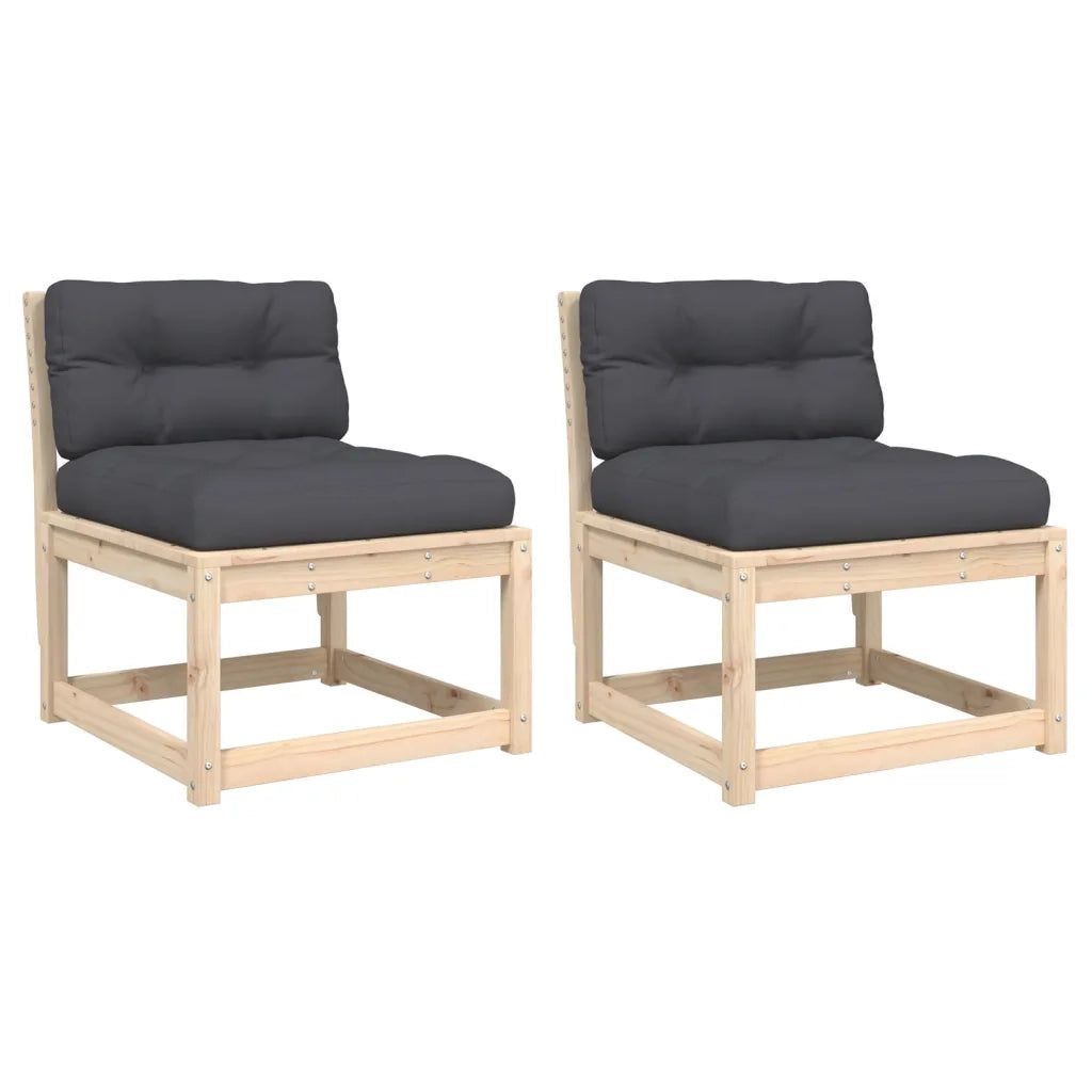 Divani da Giardino con Cuscini 2 pz Legno Massello di Pino 844704