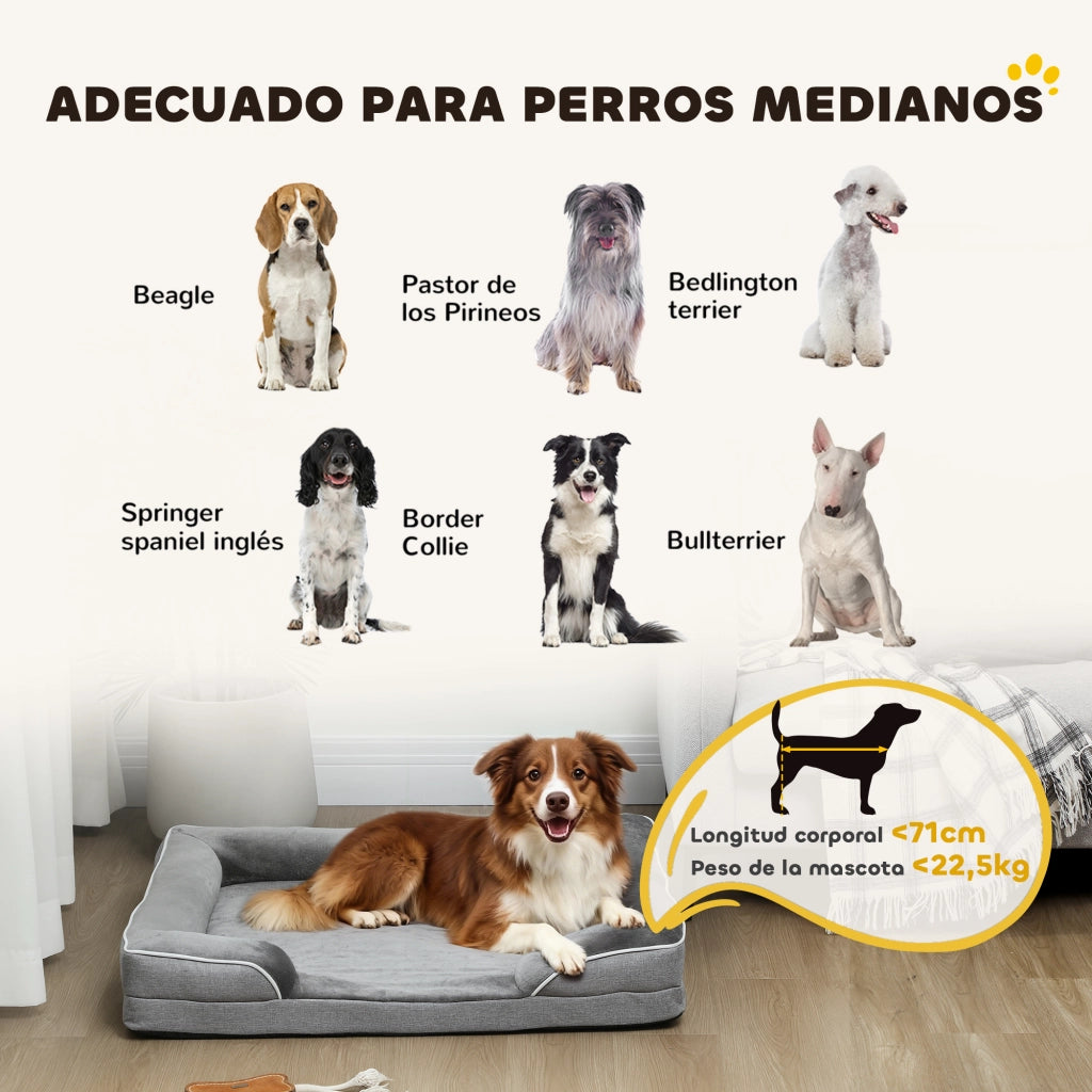 Cuccia per Cani Medi e Gatti ¨C Xylo ¨C Base Antiscivolo Grigio 91,5x68,5x16,5 cm