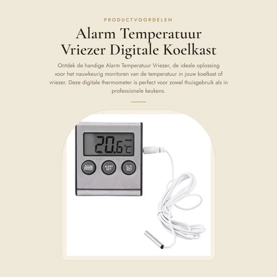 Termometro Digitale per Frigorifero - Misurazione della Temperatura con Precisione - Realizzato in Acciaio Inossidabile - Adatto per Frigoriferi e Freezer