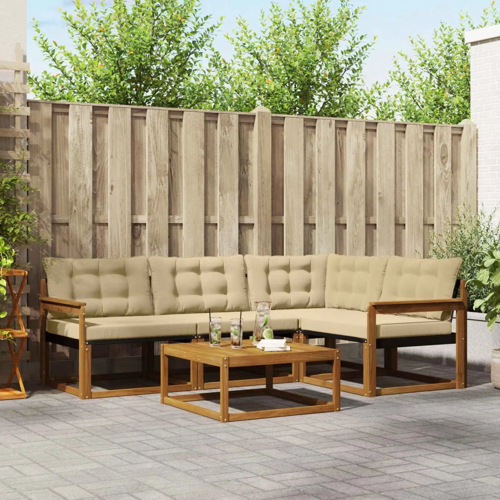 Set di divani da esterno con cuscino 5 pcs Naturale e Beige