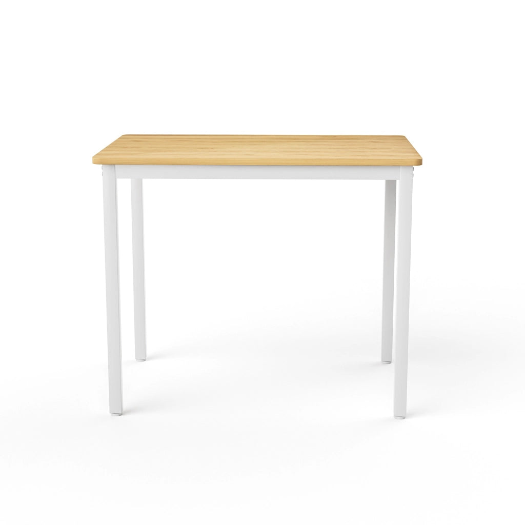 TAVOLO da pranzo Set 3 pezzi 90x60x75,5 cm Naturale/Bianco in truciolato e acciaio