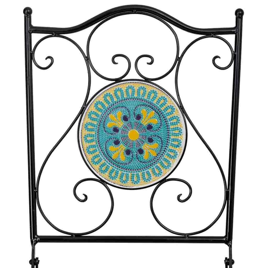Set tavolo e 2 sedie in metallo, 60x60x75h cm, 38x46x90h cm