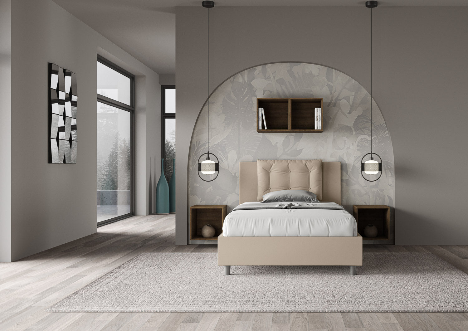 Letto 1 Piazza e Mezzo 120x210 cm con Rete e Contenitore Annalisa Tortora