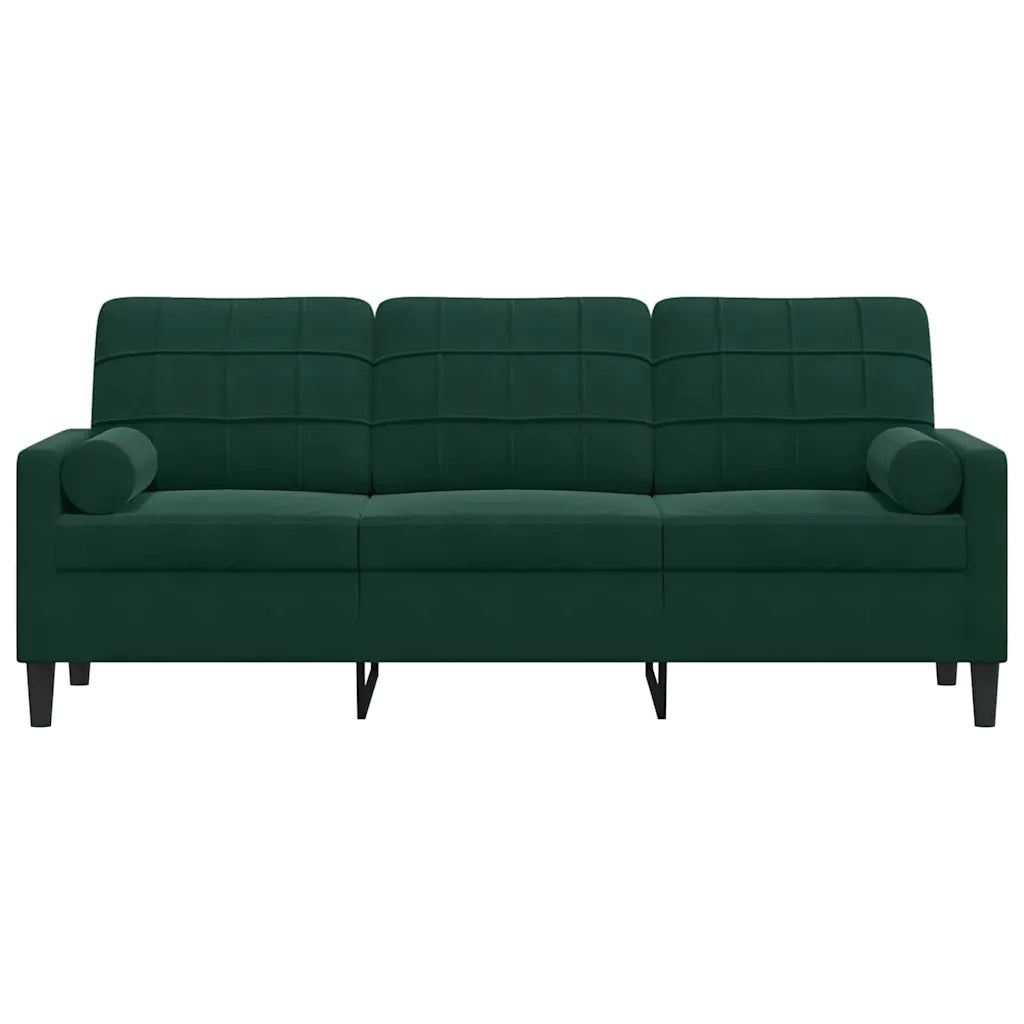 vidaXL Divano a 3 Posti con Cuscini Verde Scuro 180 cm in Velluto