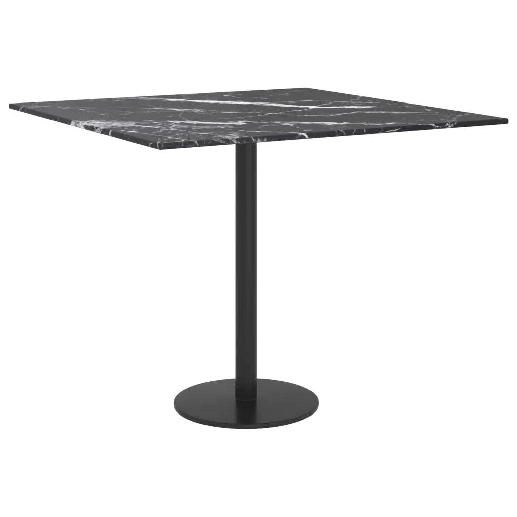 Piano Tavolo Nero 50x50 cm 6mm in Vetro Temperato Aspetto Marmo cod mxl 76622