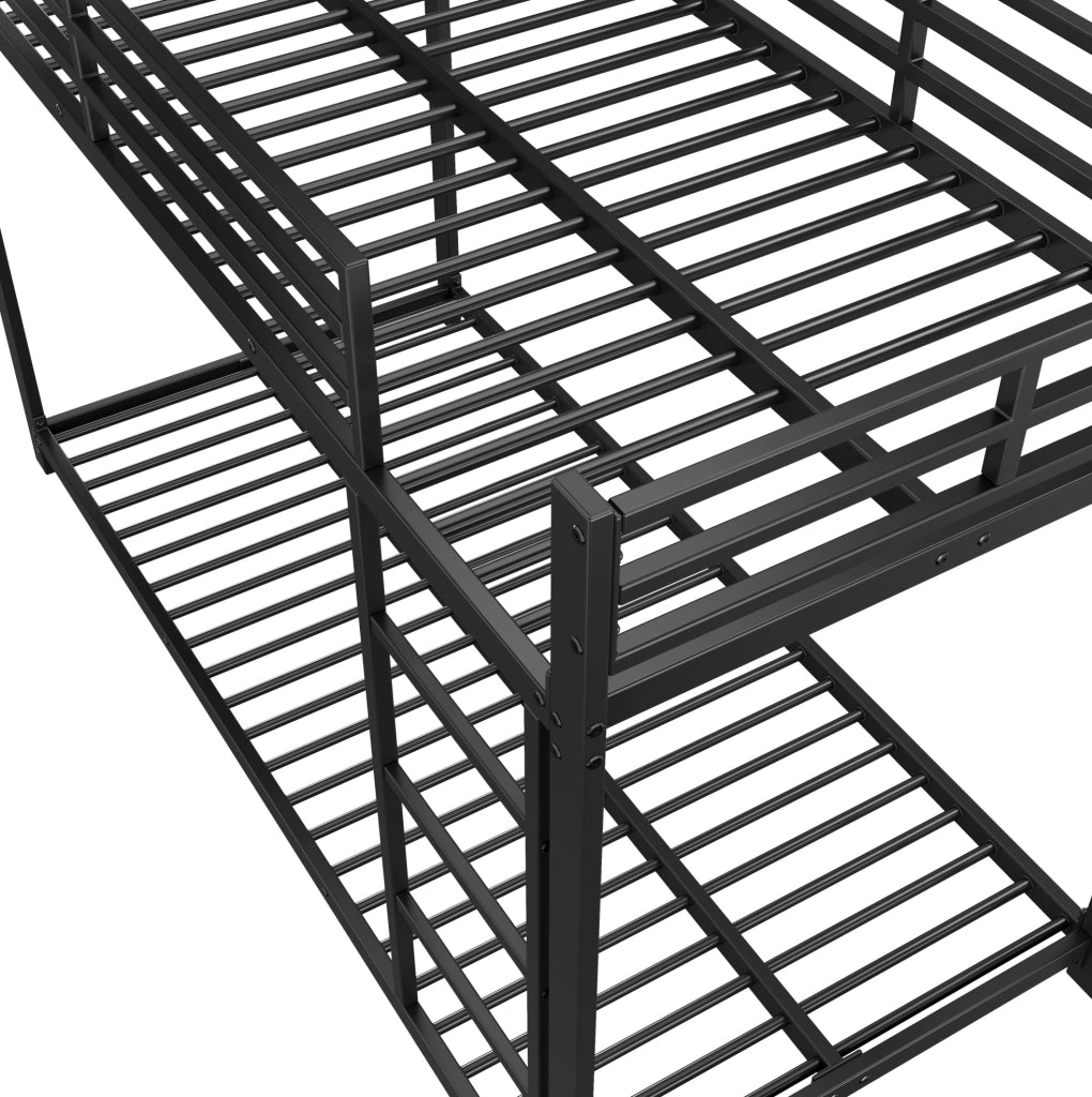 Letto a castello in metallo 90x200 cm con sponde di sicurezza; nero