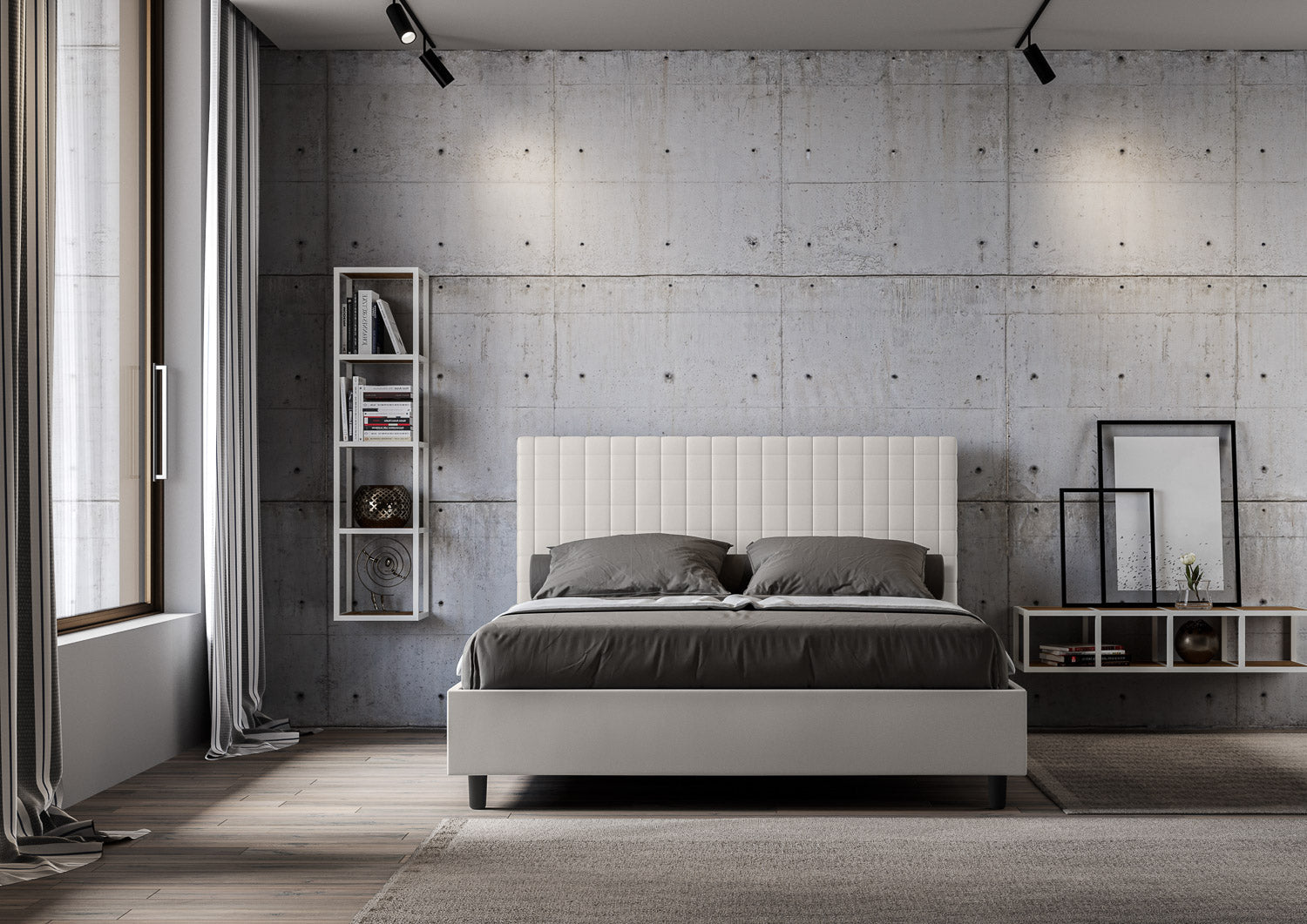 Letto Matrimoniale Large 180x200 cm con Rete Sunny Bianco